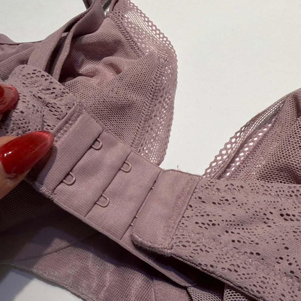 Soma Unlined Elderberry Mauve Lace Perfect‎ Coverage Underwire Bra Sz 36D